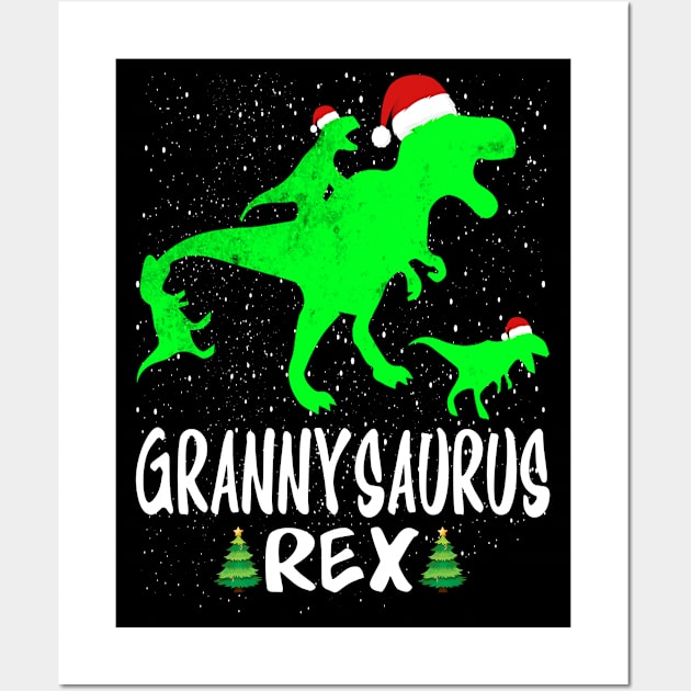 Granny T Rex Matching Family Christmas Dinosaur Shirt Wall Art by intelus